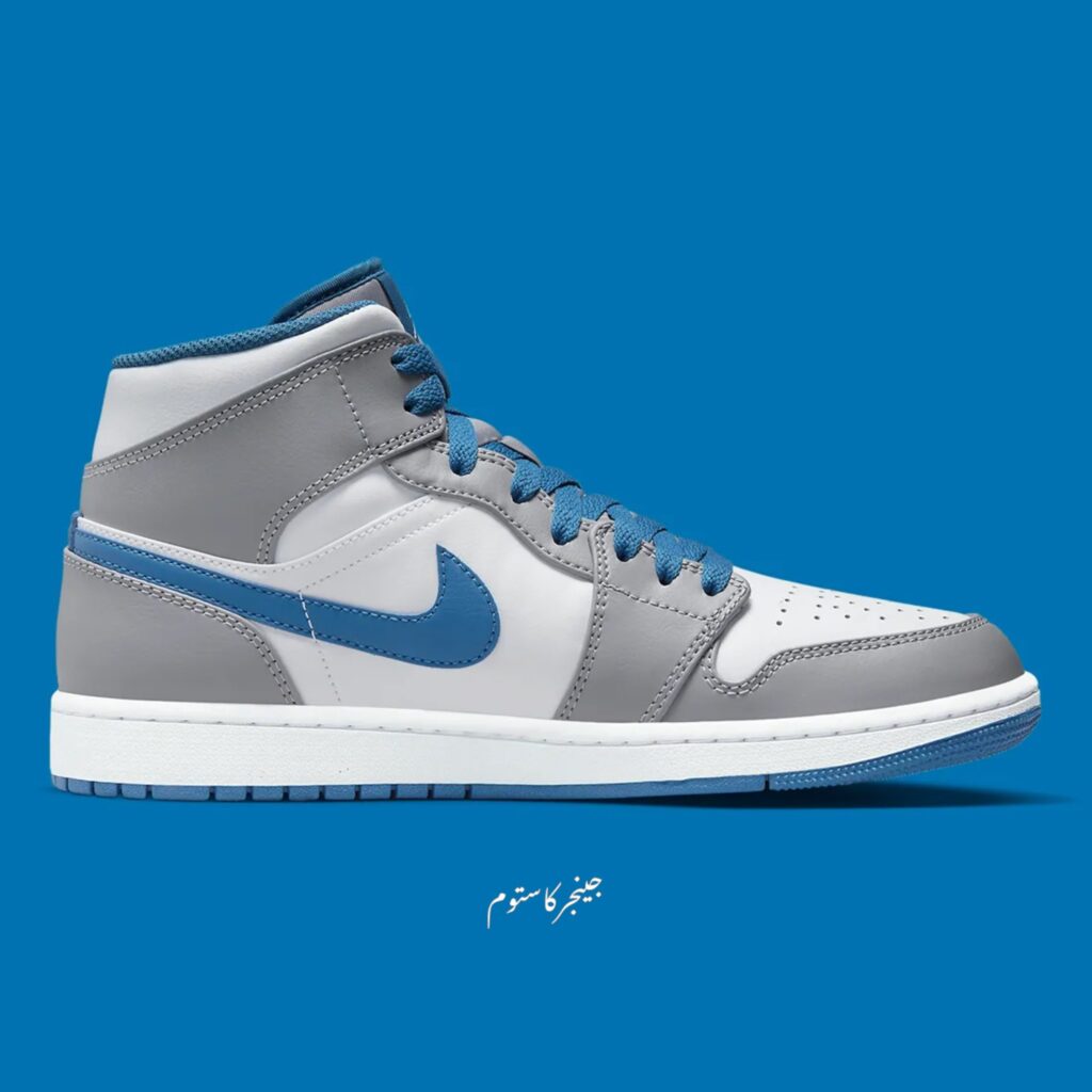 ایر جردن 1 مید کامنت ترو بلو / Air Jordan 1 Mid Cement True Blue