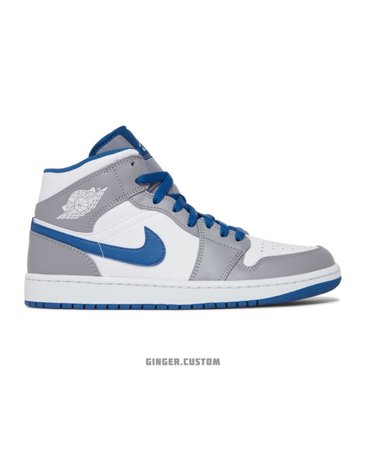 ایر جردن 1 مید کامنت ترو بلو / Air Jordan 1 Mid Cement True Blue