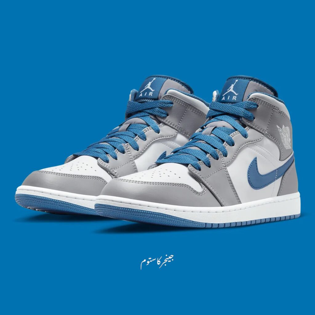 ایر جردن 1 مید کامنت ترو بلو / Air Jordan 1 Mid Cement True Blue