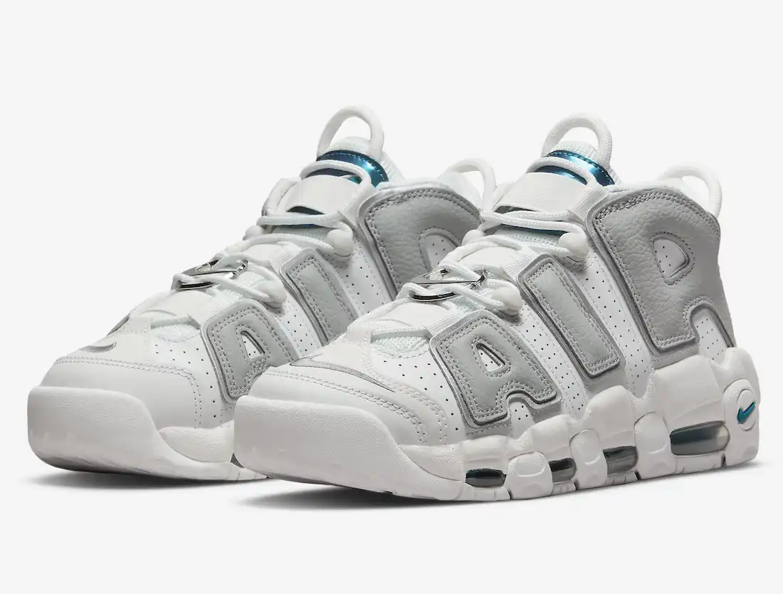 نایک ایر مور آپتمپو سفید خاکستری / Nike Air More Uptempo Metallic Teal