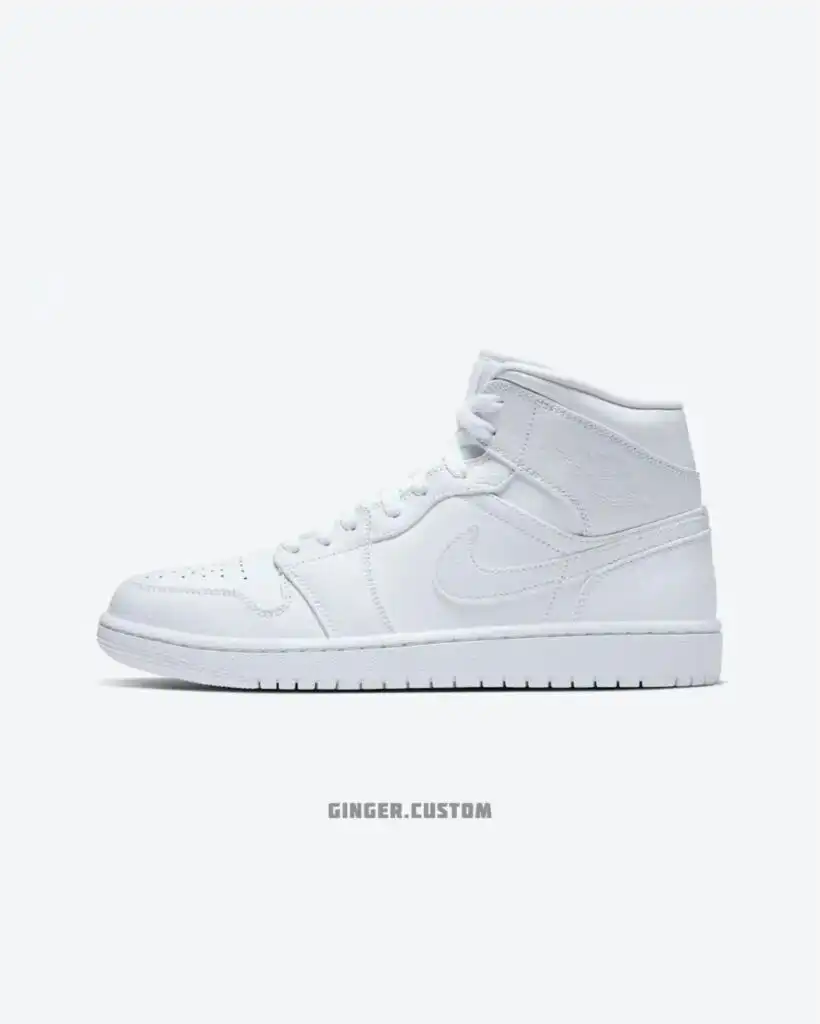 ایرجردن 1 ساقدار تریپل سفید Air Jordan 1 Mid Triple White